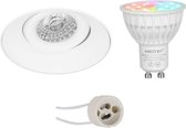 Mi-Light MiBoxer - LED Spot Set GU10 - Smart LED - Wifi LED - Slimme LED - 4W - RGB+CCT - Aanpasbare Kleur - Dimbaar - Prima Nivas Pro - Inbouw Rond - Mat Wit - Trimless - Kantelbaar - Ø150mm