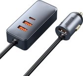 Baseus CCBT-B0G 120W Samen delen 3 USB + USB-C / Type-C PPS Snelladende autolader met meerdere poorten met verlengkabel (spacegrijs)