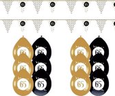 65 Jaar Versiering Festive Gold Feestpakket - 65 Jaar Decoratie - Ballonnen en Slingers