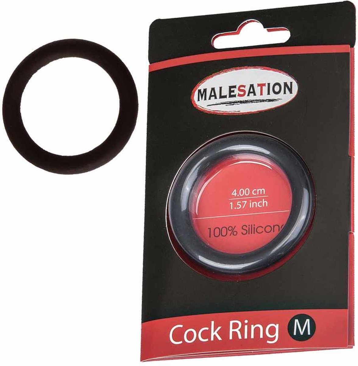 Malesation - Siliconen Cockring - M - 40 mm - Zwart