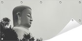 Tuinposter Buddha 100 x 50 cm incl. Metalen ringen - (Buitenposter - Tuindoek - Buitencanvas - Schilderijen voor buiten - tuin decoratie)