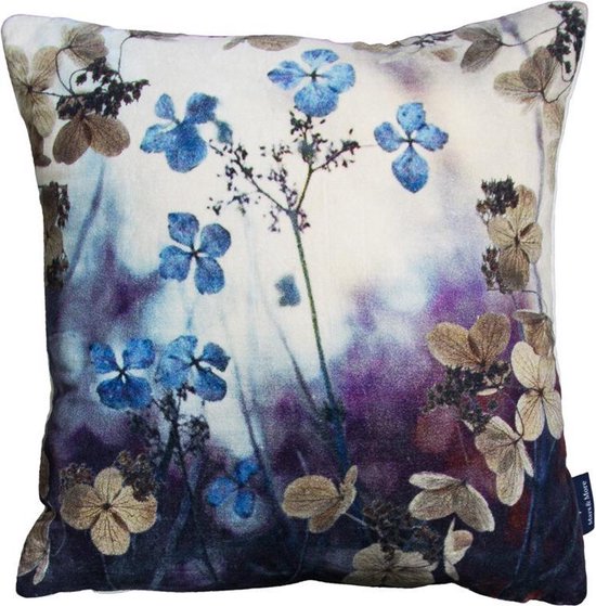 Sierkussen - Fluweel Natuur Hortensia - Multicolor - 45 Cm X 45 Cm 