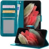 Samsung Galaxy S21 Ultra Hoesje Wallet Case Turquoise