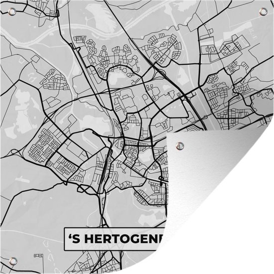 Tissu de jardin Plan de la ville - 's-Hertogenbosch - Grijs - Wit - 100x100 cm - Carte