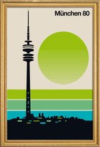 JUNIQE - Poster met houten lijst Vintage München 80 -40x60 /Groen &