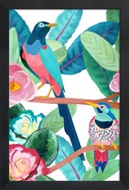 JUNIQE - Poster met houten lijst Birds -13x18 /Groen & Roze