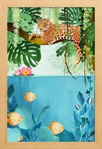 JUNIQE - Poster in houten lijst Welkom in de jungle -60x90 /Groen &