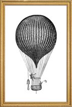 JUNIQE - Poster met houten lijst Air Balloon -13x18 /Wit & Zwart