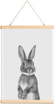 JUNIQE - Posterhanger Paws & Claws	Bunny -20x30 /Wit & Zwart