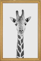 JUNIQE - Poster met houten lijst Giraffe Classic -40x60 /Wit & Zwart