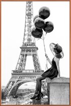 JUNIQE - Poster met kunststof lijst Black Balloons -13x18 /Grijs & Wit