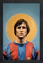 JUNIQE - Poster in houten lijst Football Icon - Johan Cruyff -30x45