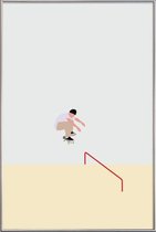 JUNIQE - Poster met kunststof lijst Skateboarding -20x30 /Bruin &