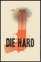 JUNIQE - Poster met kunststof lijst Die hard -13x18 /Oranje & Zwart