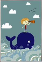 JUNIQE - Poster met kunststof lijst I See You -30x45 /Blauw & Groen