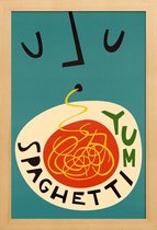 JUNIQE - Poster in houten lijst Yum Spaghetti -20x30 /Rood & Turkoois