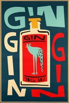 JUNIQE - Poster met kunststof lijst Gin Gin Gin -30x45 /Rood