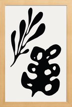 JUNIQE - Poster in houten lijst Leaves -30x45 /Grijs & Ivoor
