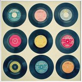 JUNIQE - Poster met kunststof lijst Vinyl collection -30x30 /Kleurrijk