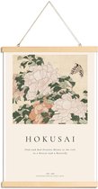 JUNIQE - Posterhanger Hokusai - Pink and Red Peonies Blown to the Left