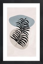 JUNIQE - Poster met houten lijst Stone Reed -13x18 /Blauw & Ivoor