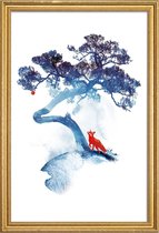 JUNIQE - Poster met houten lijst The Last Apple Tree -40x60 /Blauw &