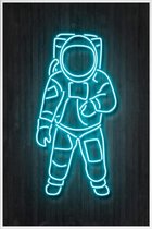 JUNIQE - Poster met kunststof lijst Neon astronaut -13x18 /Kleurrijk