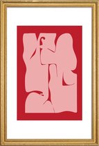 JUNIQE - Poster met houten lijst Abstract -20x30 /Rood & Roze