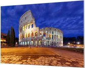 Wandpaneel Colloseum bij nacht Rome  | 100 x 70  CM | Zwart frame | Wandgeschroefd (19 mm)