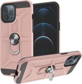 War-god Armor TPU + PC Schokbestendige magnetische beschermhoes met ringhouder voor iPhone 12 Pro Max (roségoud)