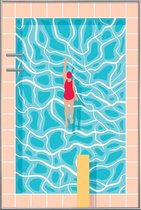 JUNIQE - Poster met kunststof lijst Pool -30x45 /Blauw & Oranje