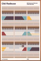 JUNIQE - Poster met kunststof lijst Cite Radieuse -30x45 /Grijs &