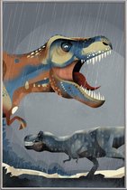 JUNIQE - Poster met kunststof lijst Tyrannosaurus Rex illustratie