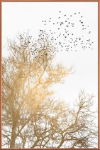 JUNIQE - Poster met kunststof lijst Golden Skies -30x45 /Ivoor