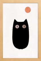 JUNIQE - Poster in houten lijst Meow -30x45 /Wit & Zwart