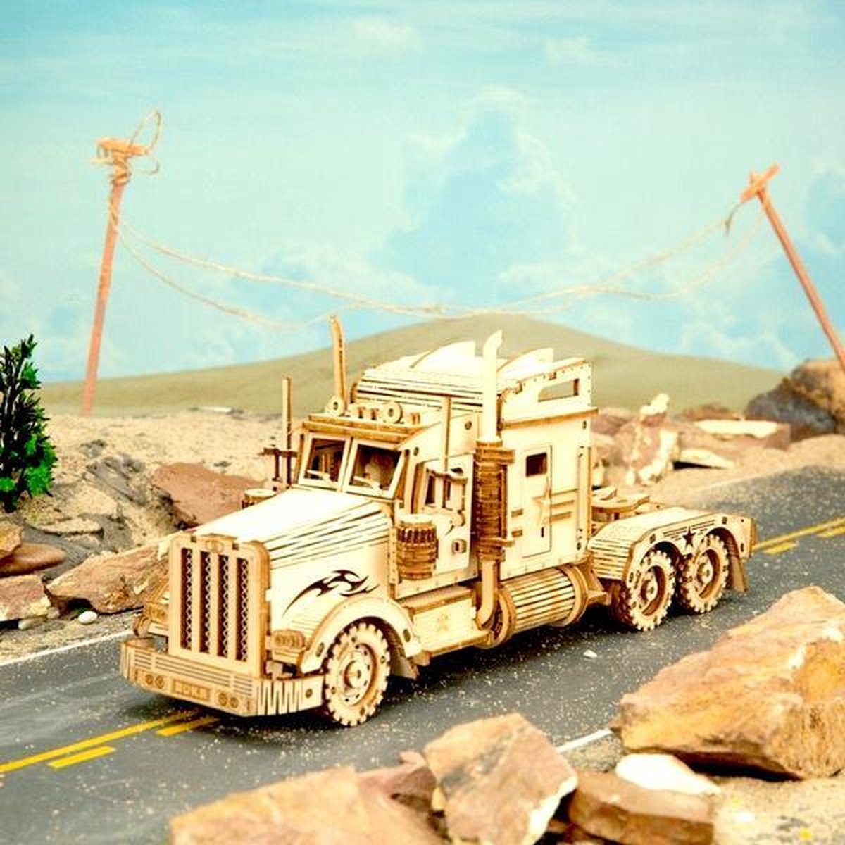 Robotime Modelbouwpakket Heavy Truck 22,4 Cm Hout 286-delig — afbeelding 6
