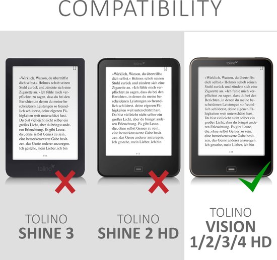 kwmobile hoes geschikt voor Tolino Vision 1 / 2 / 3 / 4 HD - E-reader beschermhoes in lichtgroen / blauw / donkergrijs - Sterren Mix design van kwmobile — afbeelding 3