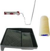 Verfroller anti spat lakroller profi schilderset met softgrip beugel en verfbak 18 cm