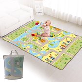 Mamabrum Baby Kruipmat Baby Tapijt Speelmat, 120 X 180 X 0,5 Cm, Niet Giftig Vloermat Verdikte Vergrote Schuimmat Opvouwbaar Waterdicht Antislip Draagbaar, Bos En Stad
