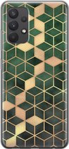 Leuke Telefoonhoesjes - Hoesje geschikt voor Samsung Galaxy A32 4G - Groen kubus - Soft case - TPU - Print / Illustratie - Groen