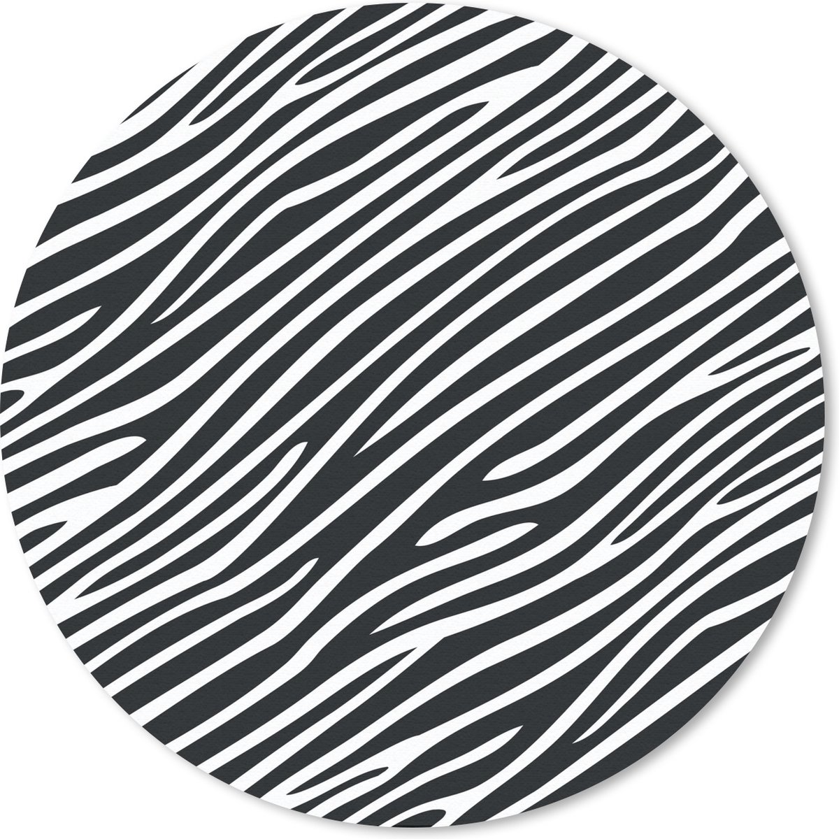 Muismat Dierenprints - Dierenprint zwarte lijnen Muismat rond - 20x20 cm - Muismat met foto