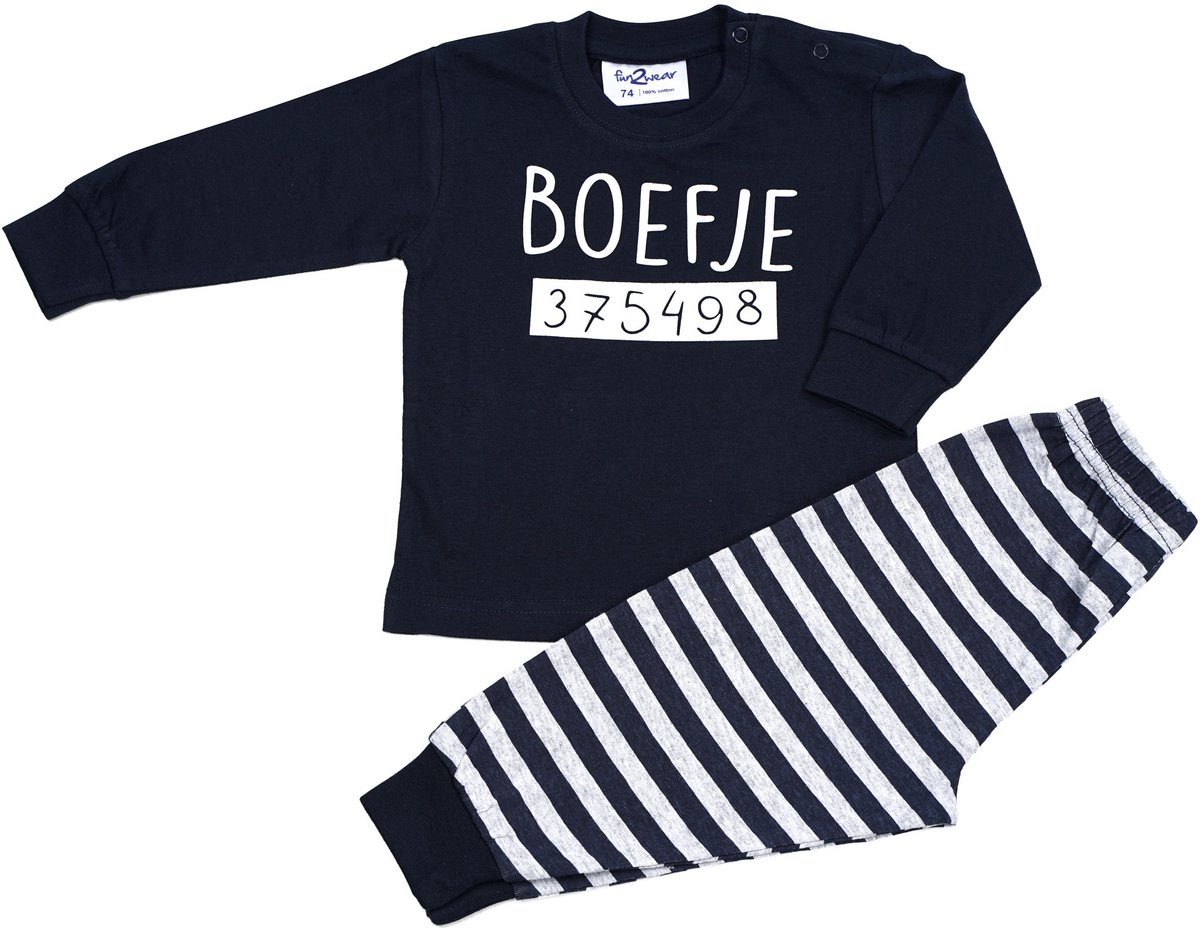 Fun2Wear - Pyjama Boefje - Navy Blauw - Maat 86 -