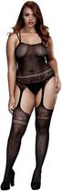 Baci - Jaquard Kanten Suspender Bodysuit Queen Size