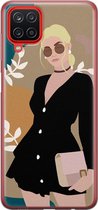 Samsung Galaxy A12 hoesje siliconen - Abstract girl - Soft Case Telefoonhoesje - Print / Illustratie - Multi