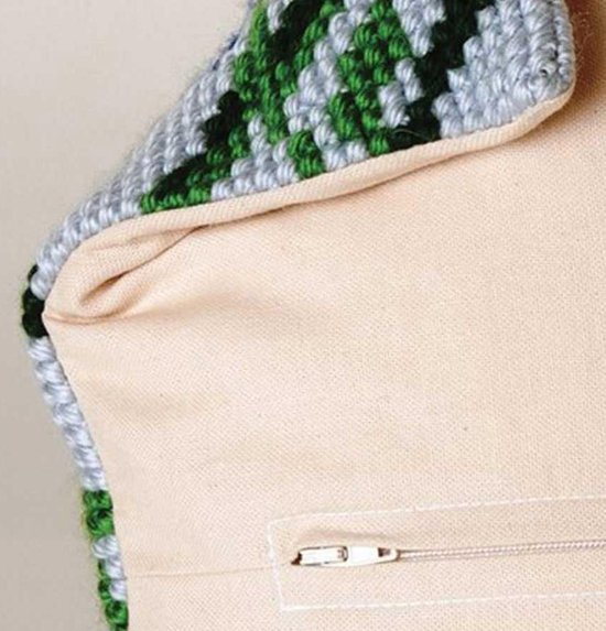 Thea Gouverneur Cross Stitch Kit Pillow Back with Zipper - 23.5999 - Beige - Katoen - Broderie pour adultes