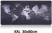 Muismat Gaming XXL 80x30cm - bureau onderlegger XXL - Gaming Muismat - Pro Muismat XXL - Anti-slip - Wereldkaart