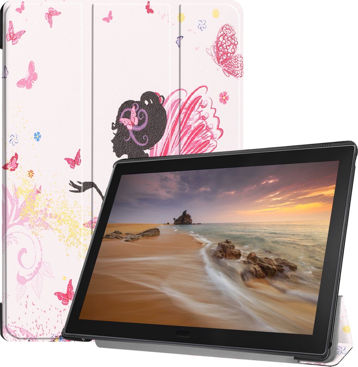 3-Vouw sleepcover hoes - Geschikt voor Lenovo Tab E10 - Fee