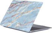 Case geschikt voor Apple MacBook Air 13 (2018-2020) - Mobigear - Marble Serie - Hardcover - Blauw / Goud - Geschikt voor Apple MacBook Air 13 (2018-2020) Cover