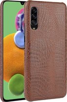 Samsung Galaxy A90 Hoesje - Mobigear - Croco Serie - Hard Kunststof Backcover - Bruin - Hoesje Geschikt Voor Samsung Galaxy A90