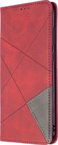 Samsung Galaxy A11 Hoesje - Mobigear - Rhombus Slim Serie - Kunstlederen Bookcase - Rood - Hoesje Geschikt Voor Samsung Galaxy A11